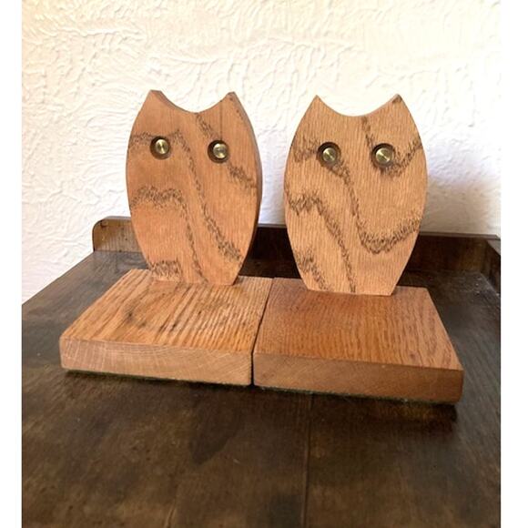 1960's OWL Nightlight And Wooden Bookends - Vintage Owl Set - Picture 3 of 9